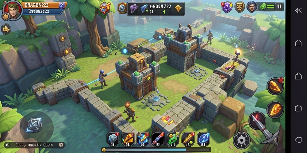 Screenshot gameplay DRAGON222 menunjukkan aksi menara yang mendebarkan.