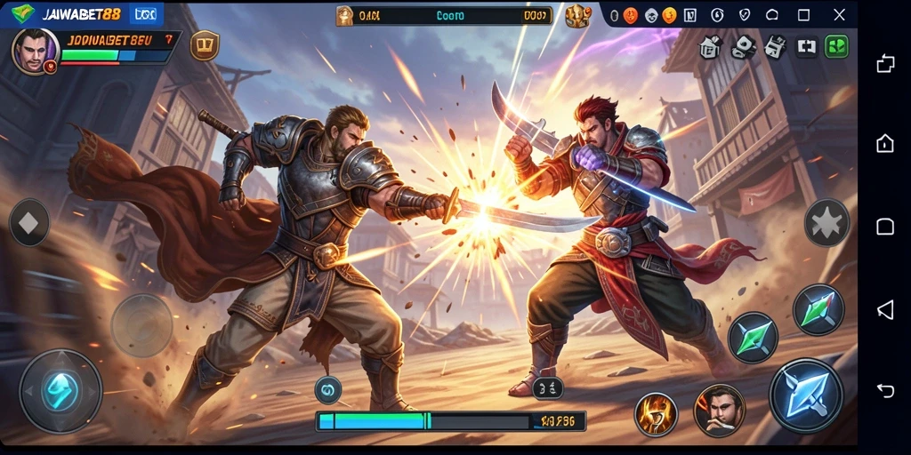 Screenshot gameplay JAWABET88 dengan aksi pertarungan yang seru.