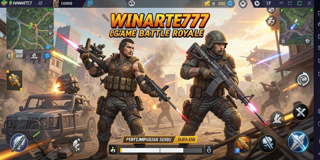 Tangkapan layar gameplay intens dalam pertempuran Battle Royale.